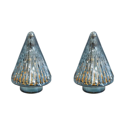 2PK LVD Glossy Glass LED Festive Christmas Tree Decor Small 9x9x14cm Dove