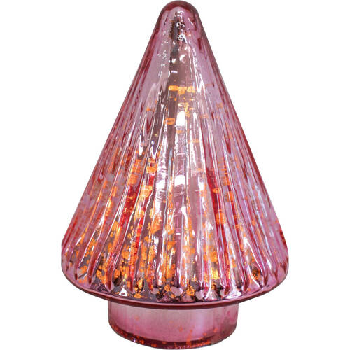 LVD Glossy Glass LED Festive Christmas Tree Decor Small 9x9x14cm Rose