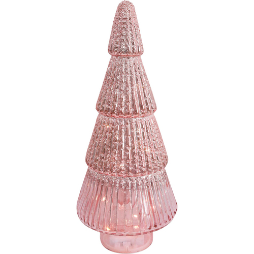 LVD 18x41cm LED Glass Xmas Tree XL Home/Living Room Decor - Pink