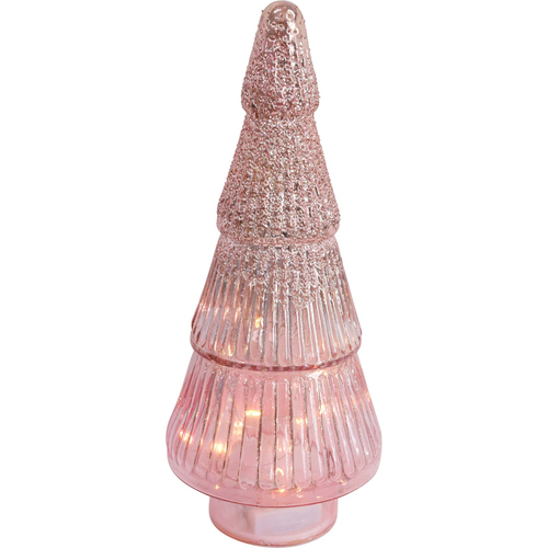 LVD 16x36cm LED Glass Xmas Tree Large Home/Living Room Decor - Pink