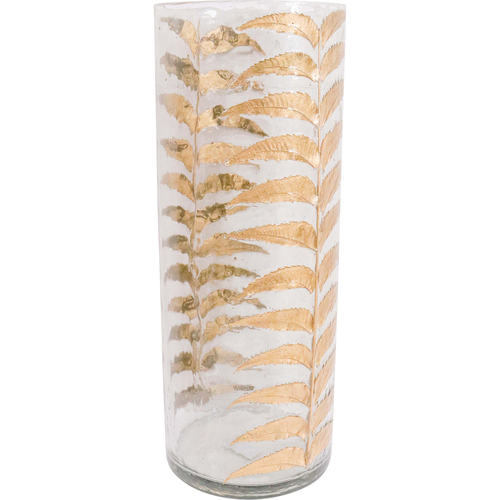 LVD 15x40cm Glass Vase XL Home/Living Room Decor - Gold Leaf