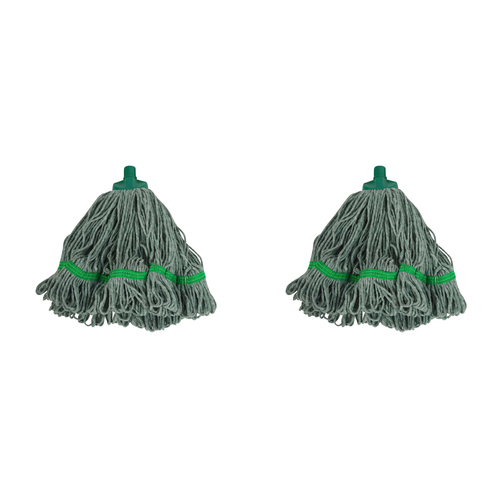 2PK SYR Syrtex 43cm Colour Yarn Floor Cleaning Mop Head Midi - Green