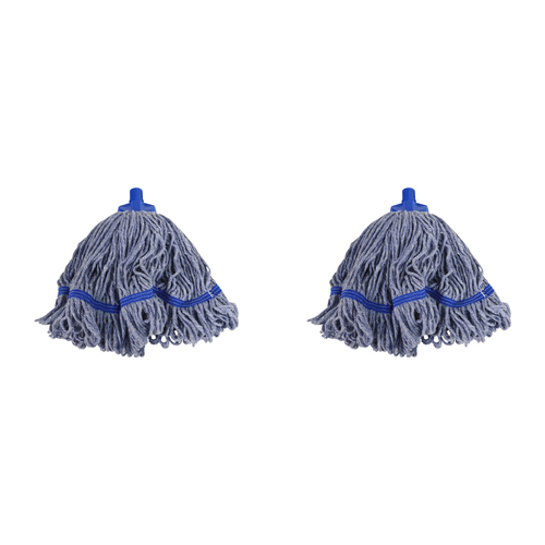 2PK SYR Syrtex 43cm Colour Yarn Floor Cleaning Mop Head Midi - Blue