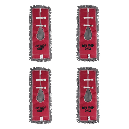 4PK SYR Ult MF Super Dry 18'' Flat Mop Head w/ Keyhole Top - Red