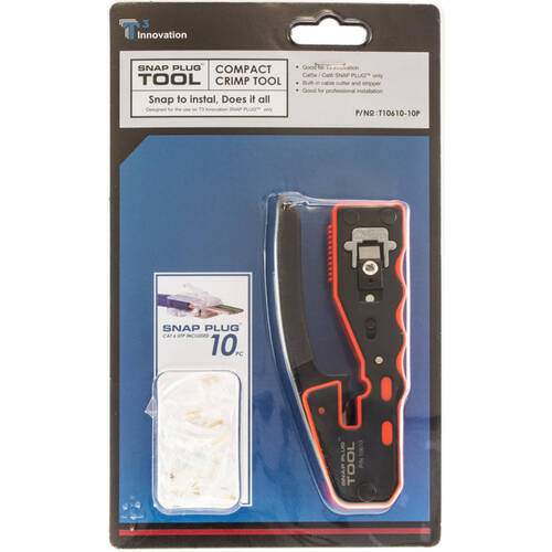 SNAP PLUG COMPACT CRIMP TOOL RJ45 ONLY W/ 10PC CAT6 PLUG
