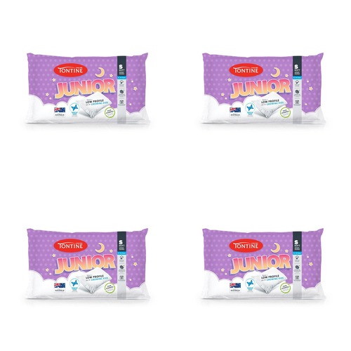 4PK Tontine Junior 6-10yrs Soft Pillow Low Profile