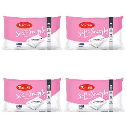 4PK Tontine Soft & Snuggly Sleeping Rectangle Pillow - Medium