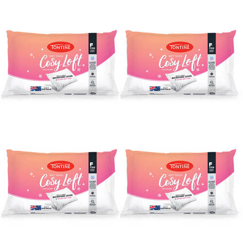 4PK Tontine Cosy Loft Sleeping Rectangle Pillow - Firm