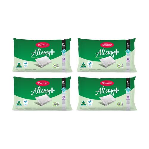 4PK Tontine Allergy Plus Stain Ease Pillow High & Firm Athsma Friendly Standard