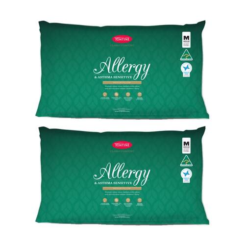 2PK Tontine Classic Comfort Allergy & Asthma Sensitive Pillow Medium Standard