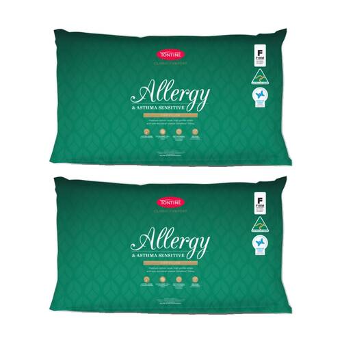 2PK Tontine Classic Comfort Allergy & Asthma Sensitive Pillow High Firm Standard