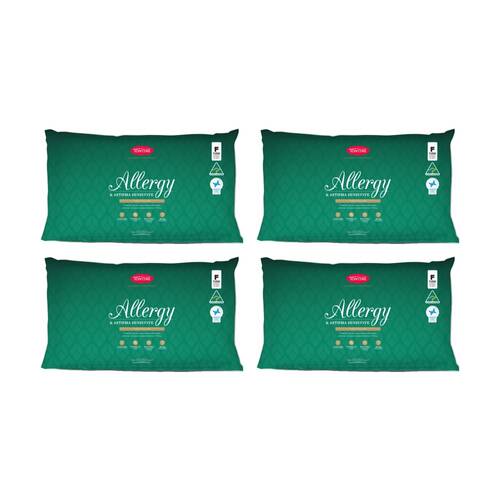 4PK Tontine Classic Comfort Allergy & Asthma Sensitive Pillow High Firm Standard