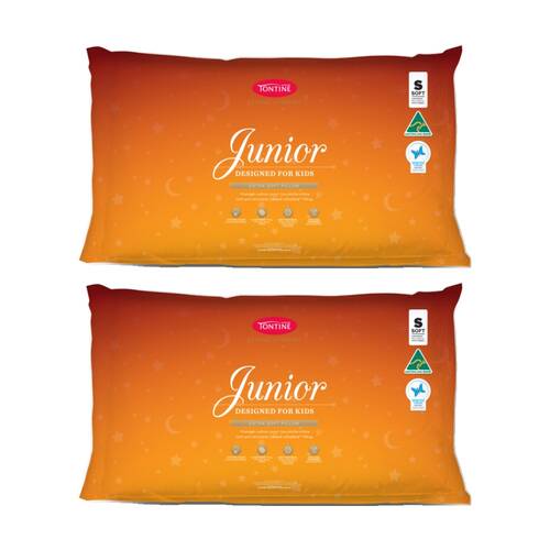 2PK Tontine Classic Comfort Junior/Childrens Pillow Low & Soft For Kids Standard