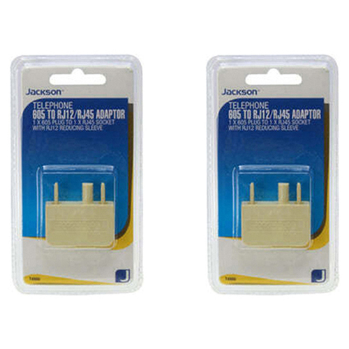 2PK Jackson Telephone Adaptor Plug 605 to RJ12/RJ45 - Beige