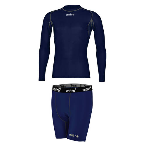 Mitre Neutron Compression Shorts & LS Top Set Size MY 8-10y Navy