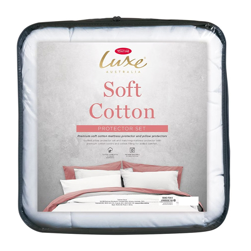 Tontine Luxe Soft Cotton Queen Bed Mattress/Pillow Protector Set