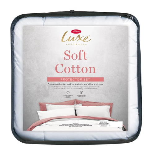 Tontine King Bed Luxe Cotton Mattress & Pillow Protector Set 