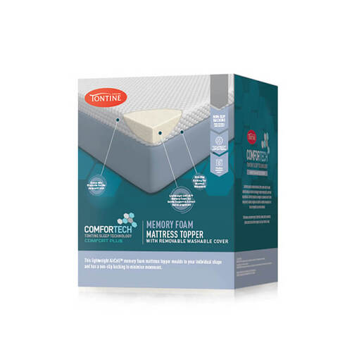 Tontine Pressure Relieving Memory Foam Mattress Topper - Queen Bed