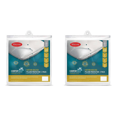 4pc Tontine Comfortech Cotton Quilted Pillow Protectors 47 x 73 cm