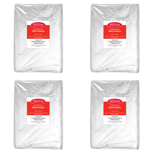 4PK Tontine King Quilted Pillow Protector Envelope Style - White