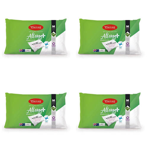 4PK Tontine Allergy Plus Pillow Medium Profile