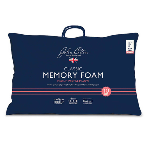 John Cotton Medium Firm Feel Memory Foam Pillow - White