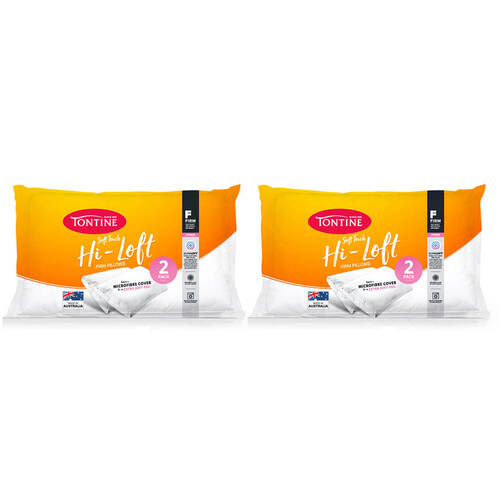 4pc Tontine Hi-Loft Gusset Sleeping Pillow Rectangle White