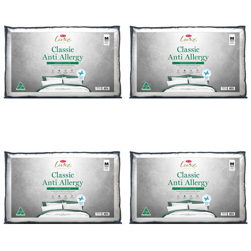 4PK Tontine Luxe Classic Anti Allergy Medium Pillow