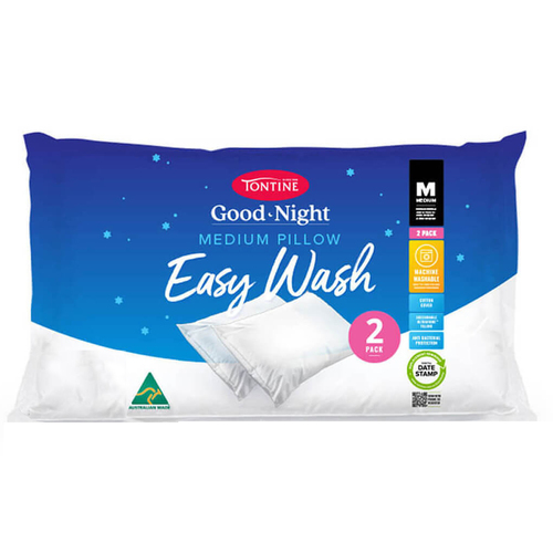 2PK Tontine Good Night Easy Wash Medium Sleeping Pillow - White