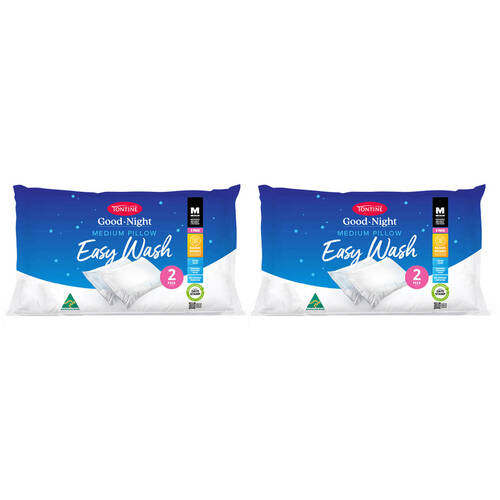 4pc Tontine Good Night Easy Wash Medium Sleeping Pillow - White