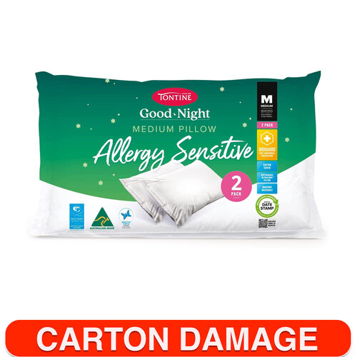 2pc Tontine Good Night Allergy Pillow Medium Profile
