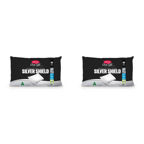 2PK Tontine Sleep Tight Silver Shield Medium Cotton Pillow 46x71cm - White