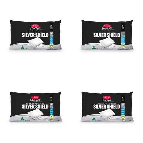4PK Tontine Sleep Tight Silver Shield Firm Cotton Pillow 46x71cm - White