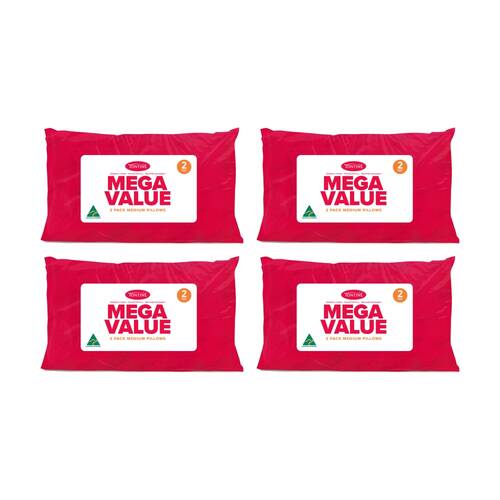 4x 2pc Tontine Mega Value Medium Height and Softness Pillows Standard