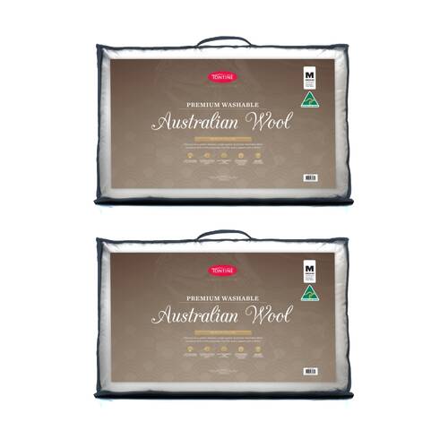 2PK Tontine Australian Washable Wool Surround Medium Pillow Standard