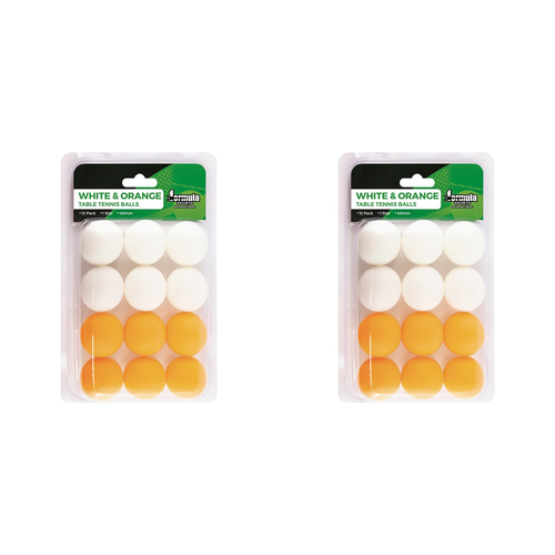 2x 12pc Formula Sports 4cm Table Tennis Balls - White/Orange