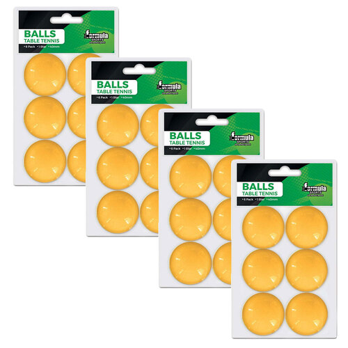 4x 6PK Formula Sports 4cm Table Tennis Balls 1 Star - Orange