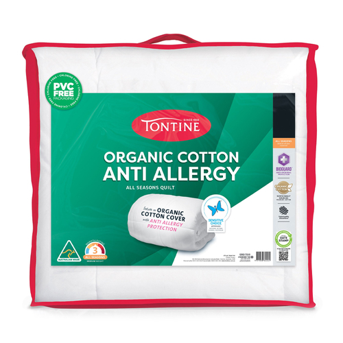 Tontine Super King Bed Organic Cotton Anti Allergy All Seasons Quilt