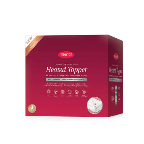 Tontine Single Luxuriously Warm 2in1 Heated Topper - White