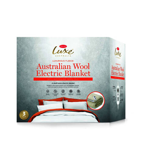 Tontine Double Luxe Australian Wool Multizone Electric Blanket - Beige