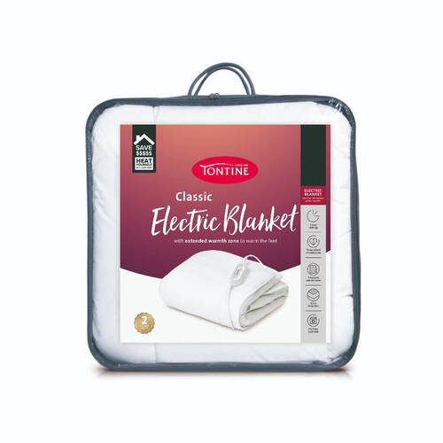 Tontine Single Classic Electric Blanket Bed Warmer - White
