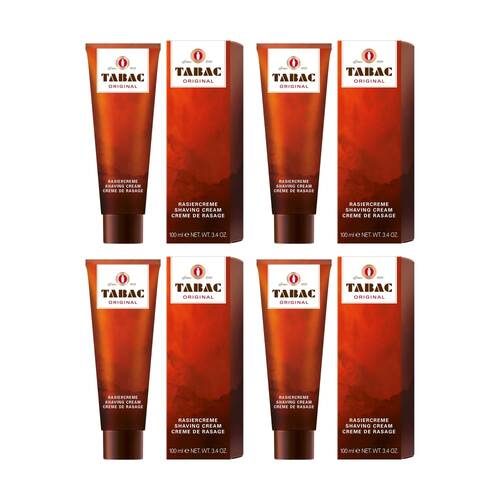 4PK Tabac Original Shaving Cream Mens Grooming Hair Removal 100mL
