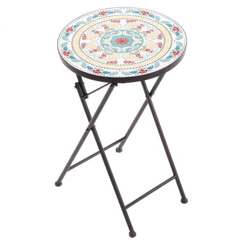 Cooper & Co Mosaic Portable Outdoor Castillo Accent Table Multi 53.5x35.5cm