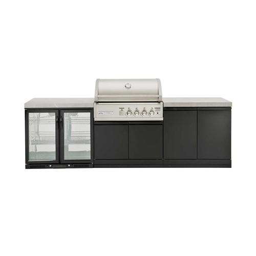 Crossray Stainless Steel Gas BBQ 4B-S Outdoor Kitchen w/Double Fridge V9