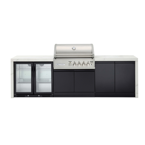 Crossray Stainless Steel Gas BBQ 4B Outdoor Kitchen w/Double Fridge V15 - White