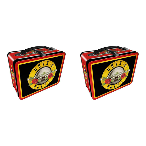 2PK Aquarius Tin Carry All Guns & Roses Fun Box Food Storage Lunchbox