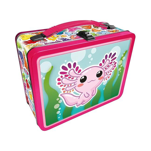 Aquarius Tin Carry All Axolotl Fun Box Food Storage Lunchbox