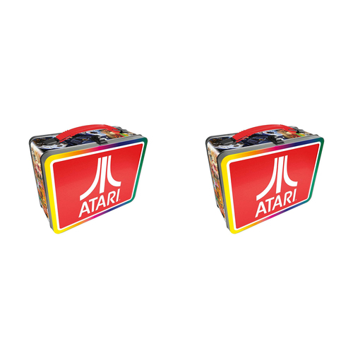 2PK Aquarius Tin Carry All Atari Fun Box Food Storage Lunchbox