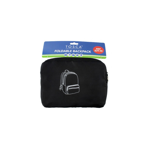 Tosca Foldable Travel Compact Backpack Bag - Black
