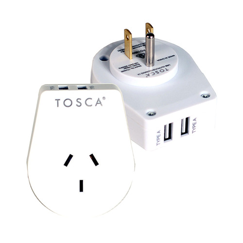 Tosca OB Travel Power Adapter Converter Plug w/ USB - USA